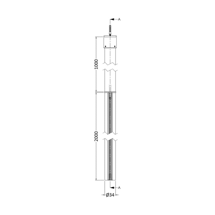 [BEAC002] Balterley Wetroom Accessories Ceiling Post - Satin Black - Technical Drawing