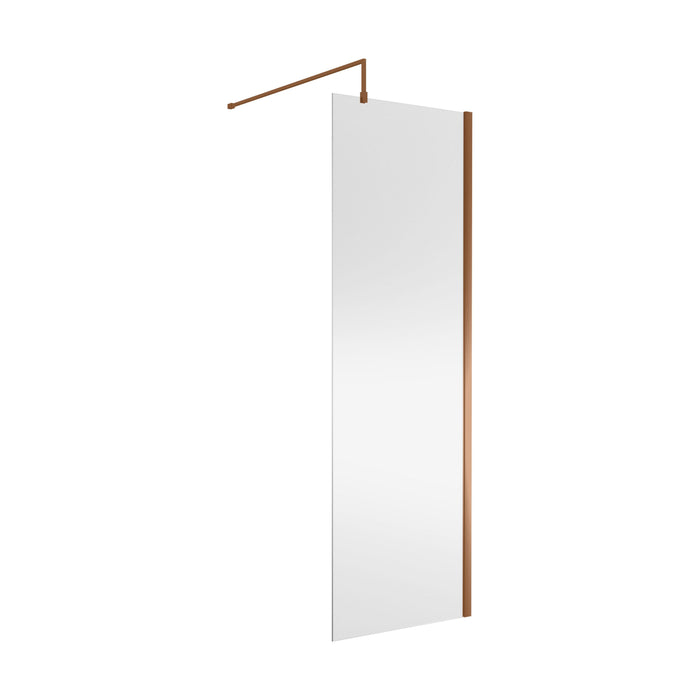 [BEWSSCBZ070] Balterley Wetroom Screen with Support Bar, 700mm, Brushed Bronze - Cutout