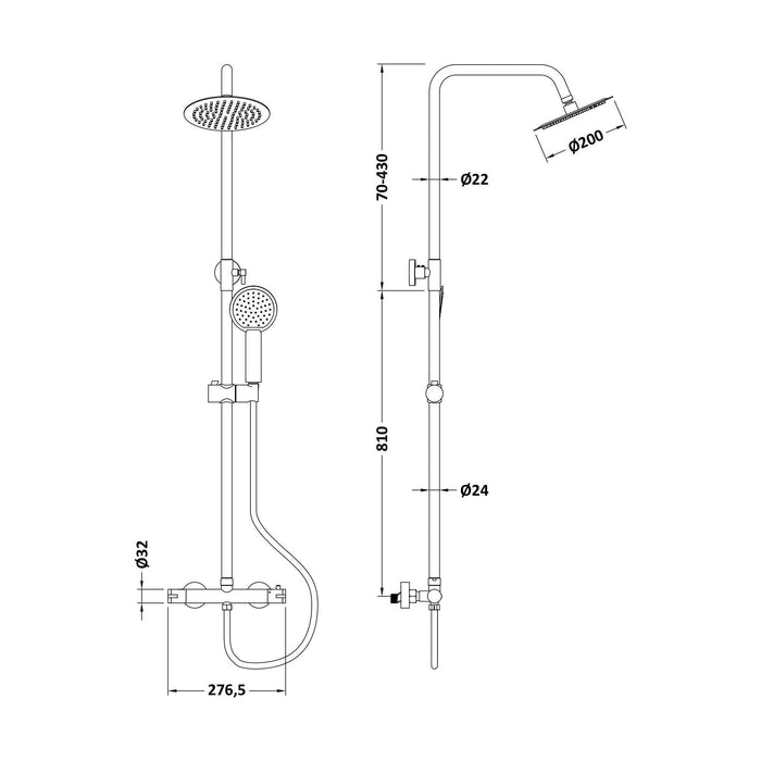 [BSTK495E] Bar Valve & Rigid Riser Kit - Round 32 - Technical Drawing