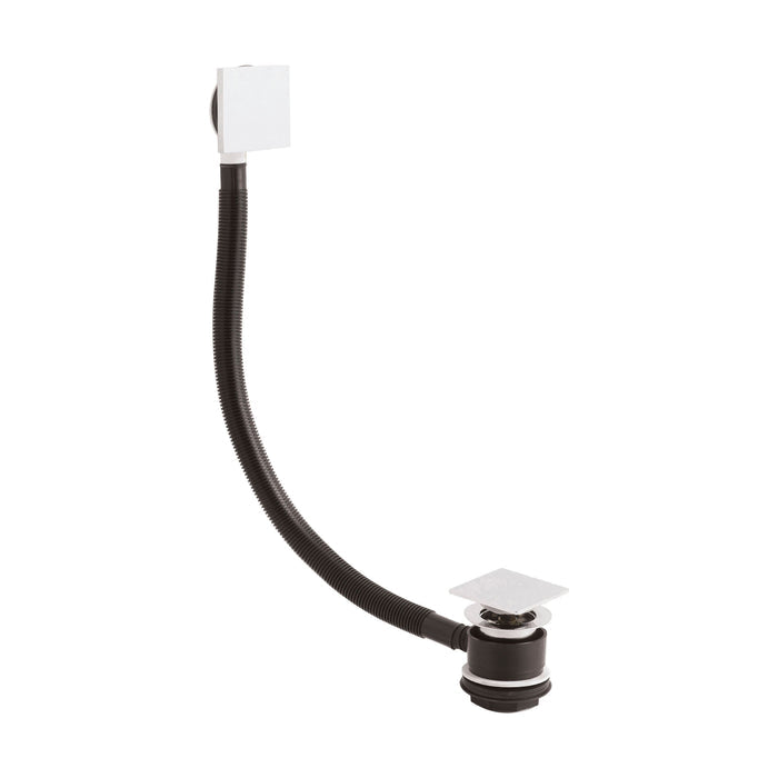 [BABW308] Bath Push Button Waste with Square Overflow for Baths up to 10mm Thick - Chrome - Cutout