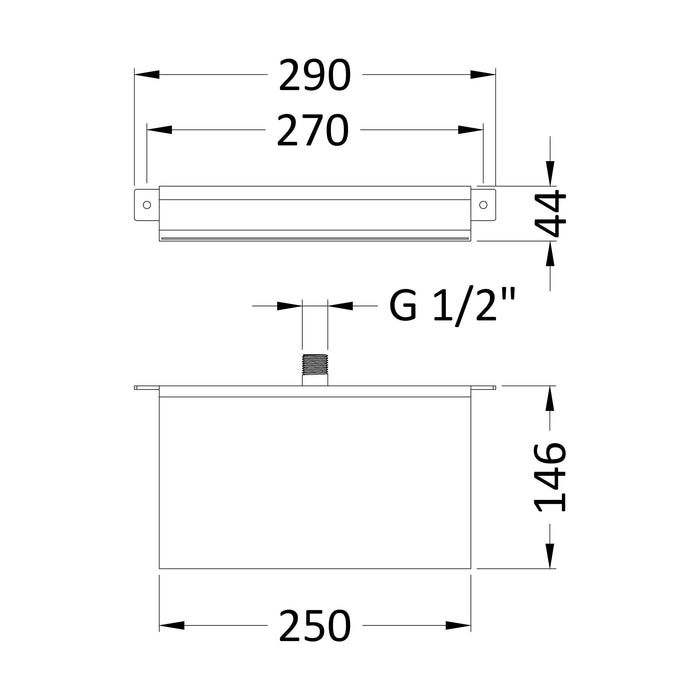 [BTCA300] Bathroom Wall Mount Waterfall Bath Filler Spout - Chrome - Technical Drawing