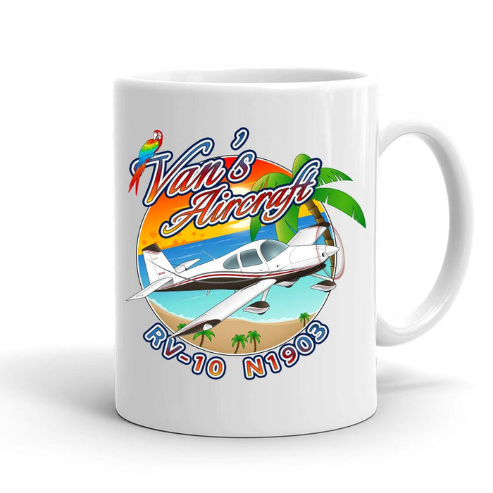 Beach Van's Aircraft RV-10 Airplane Ceramic Mug - Personalized with your N#