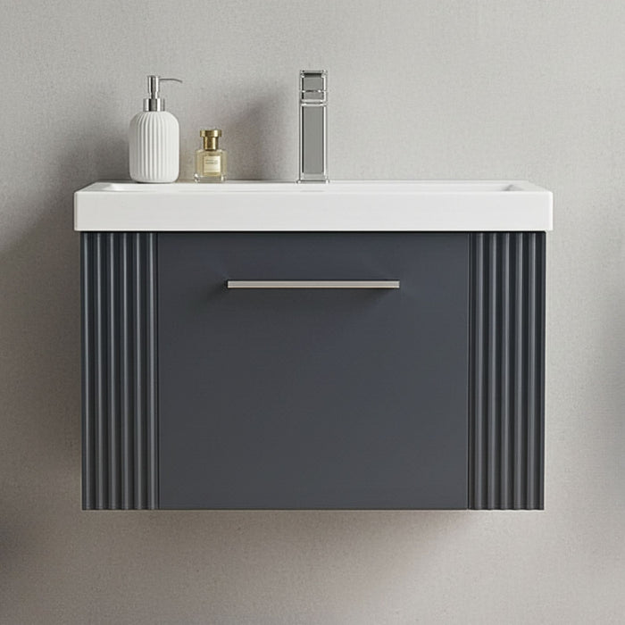 [BFPF1494A] Belvide Partial Fluted 1 Drawer Wall Hung Vanity Unit with Mid-Edge 1 Tap Hole Ceramic Basin - Silo