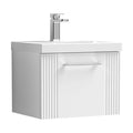 [BFPF191D] Partial Fluted 1 Drawer Wall Hung Vanity Unit with 1 Tap Hole Thin-Edge Basin- 500mm - Satin White - Cutout