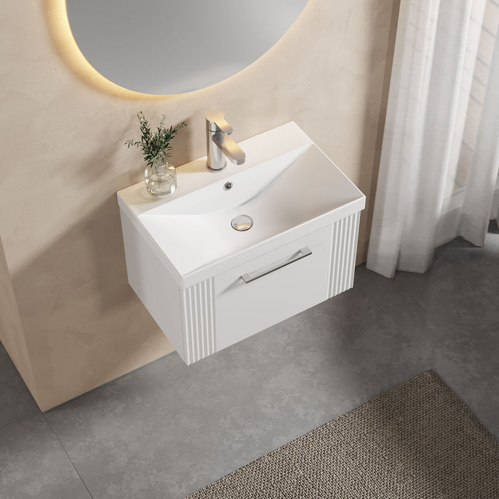 [BFPF194D] Belvide Retro Partial Fluted 1 Drawer Wall Hung Vanity Basin Unit with Thin-Edge Basin, Choice of Size and Colour - Lifestyle 2
