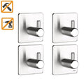 BERKET 3M Adhesive Hooks, Heavy Duty Wall Hooks, Stainless Steel Waterproof Hanger for Kitchen Bathroom Bags Towel Coat Keys Robe Home Offices No Drilling Required Utility Hooks (B-Hooks4PC)