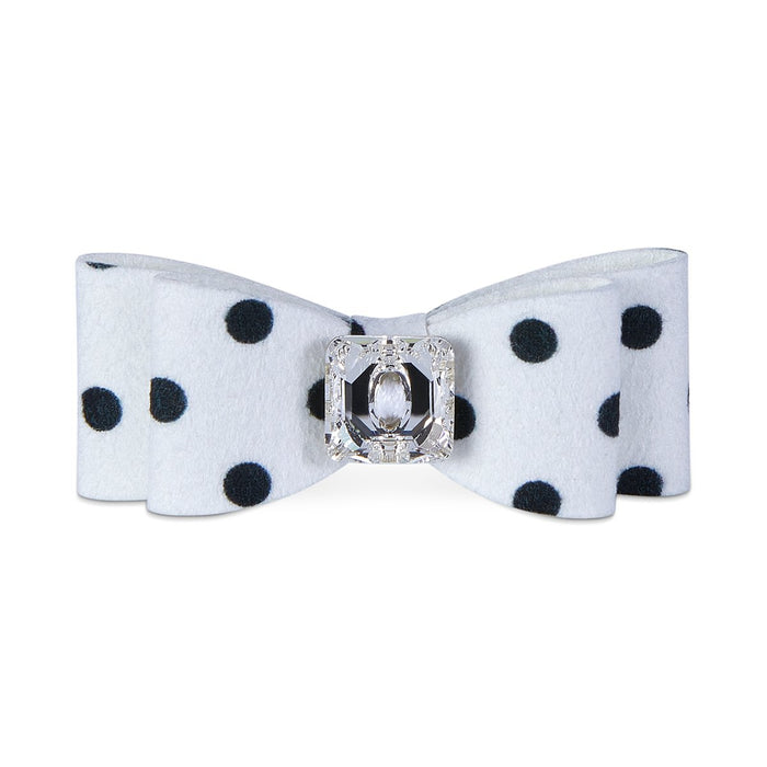 Black and White Polkadot Single Big Bow Hair Bow