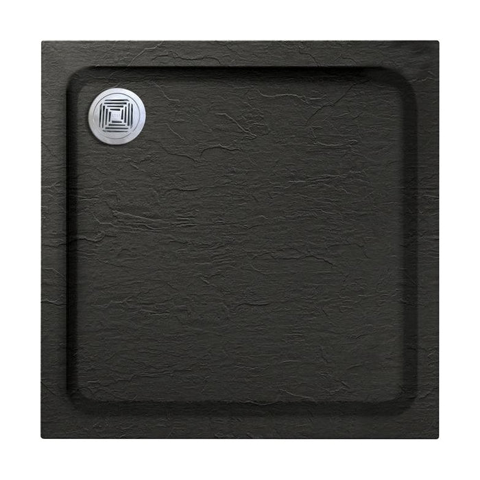[BETAQS8080BLK] Black Square Slate Effect Shower Tray - Choice of Size - Cutout
