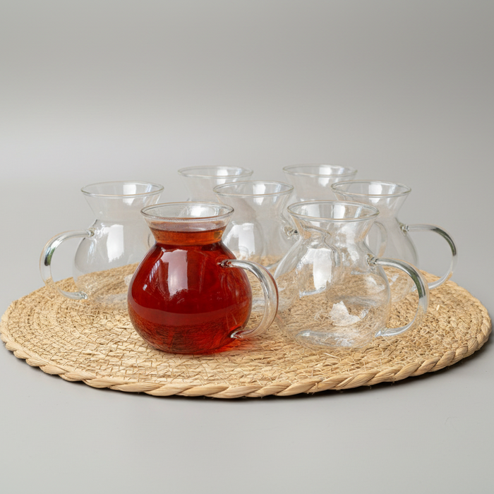 Borcam Style Professional Handled Tea Glasses - 6-Piece Set (200ml Each)