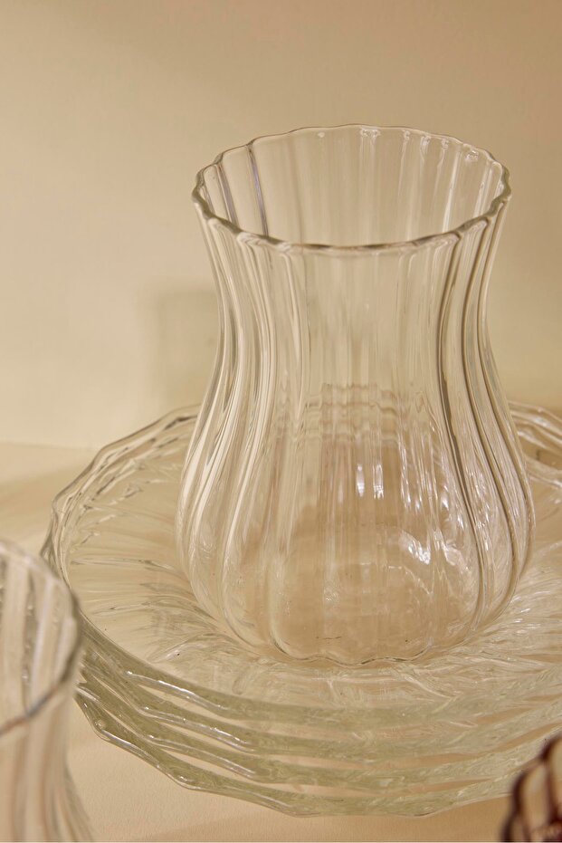 Borosilicate Glass Tea Set - 12 Pieces, 170ml Capacity