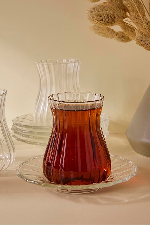 Borosilicate Glass Tea Set - 12 Pieces, 170ml Capacity