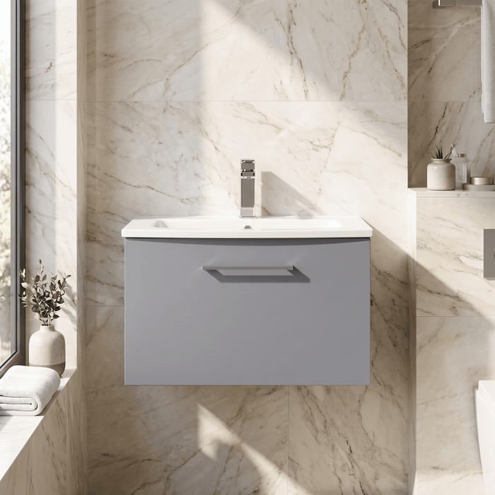 600mm / Curved Basin / Satin Grey