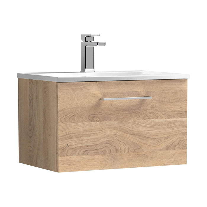 600mm / Curved Basin / Bleached Oak