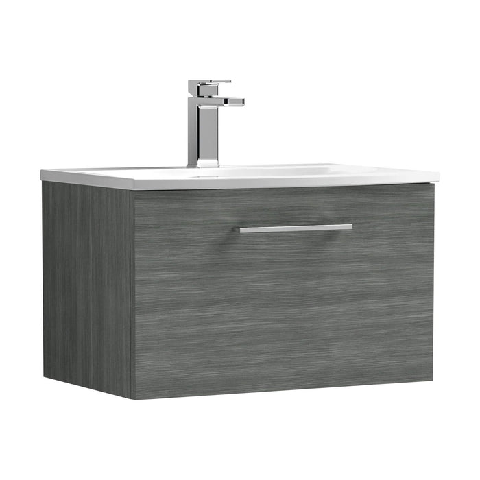 600mm / Curved Basin / Woodgrain Anthracite