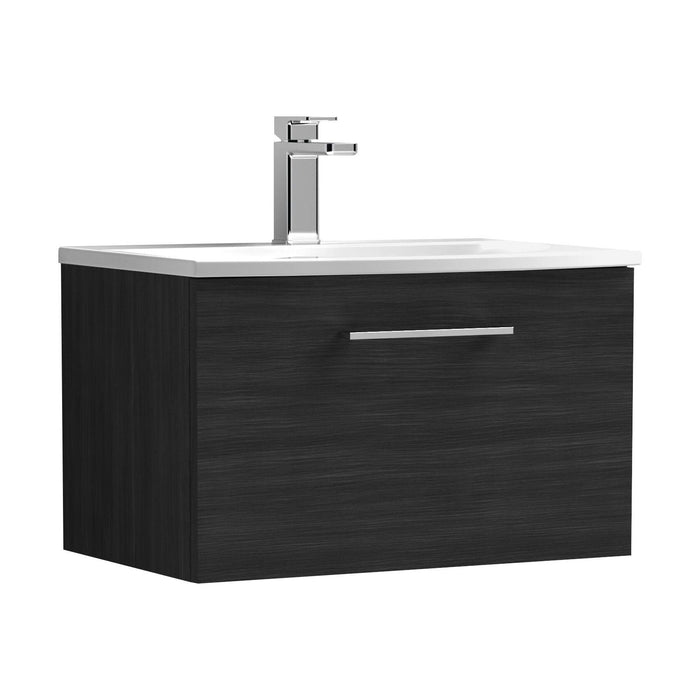 600mm / Curved Basin / Woodgrain Charcoal Black