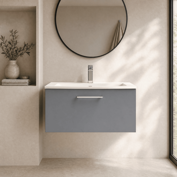 800mm / Curved Basin / Satin Grey