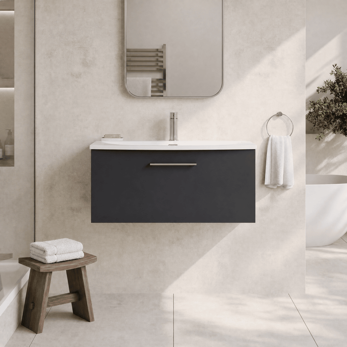 800mm / Curved Basin / Satin Dark Grey