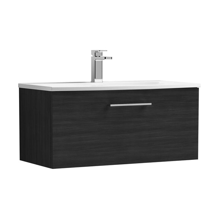 800mm / Curved Basin / Woodgrain Charcoal Black