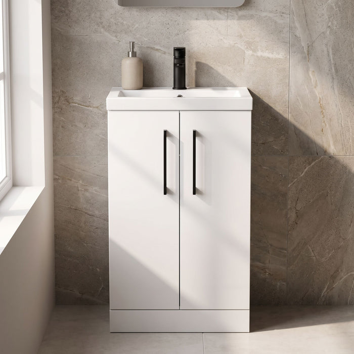 [BFLE006EH018] Bramshall Floor Standing Cloakroom Vanity Basin Unit with Choice of Finish, Handle Finish and Size - Silo