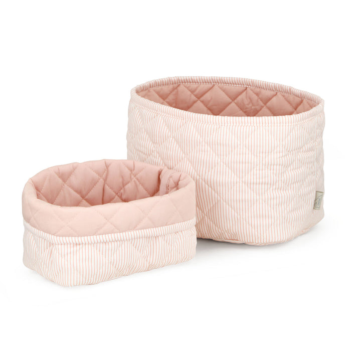 Cam Cam Copenhagen – Quilted Storage Baskets Set of 2 – Classic Stripes Rose