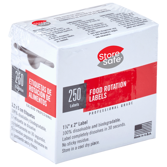 Cambro 1252SLB250 - Food Rotation Labels - 1-1/4" x 2" - 100% Dissolvable