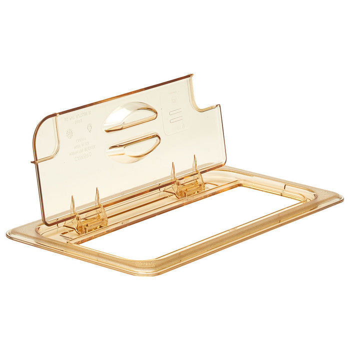 Cambro 30HPLN150 - High Heat Cover with Notched FlipLid - Third-Size - Amber