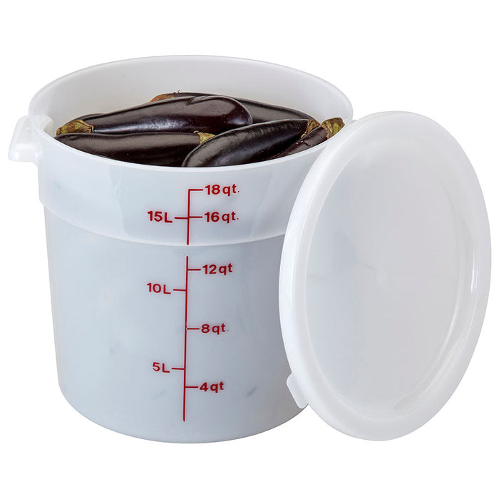 Cambro RFS18148 - Poly Round Food Storage Container - 18 Qt. - Natural White