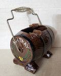 Ceramic Beer Barrel Ashtray with Metal Wire Handle
