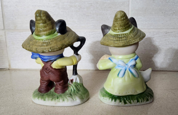 Ceramic Country Farmer Pigs Figurines