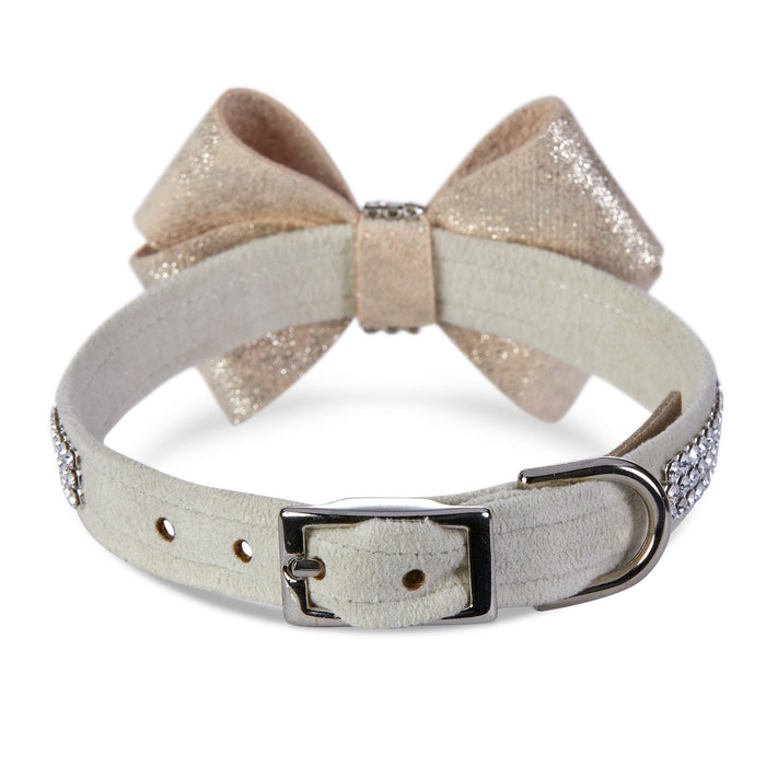 Champagne Glitzerati Nouveau Bow 3 Row Giltmore Collar