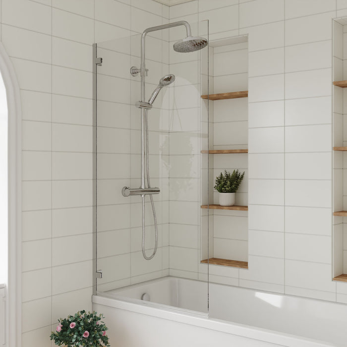 [BBSCRSSQ] Chrome 5mm Toughened Safety Glass Hinged Shower Bath Screen - Lifestyle 2