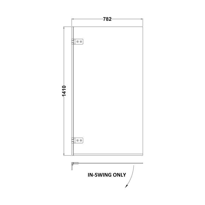 [BBSCRSSQ] Chrome 5mm Toughened Safety Glass Hinged Shower Bath Screen - Technical Drawing