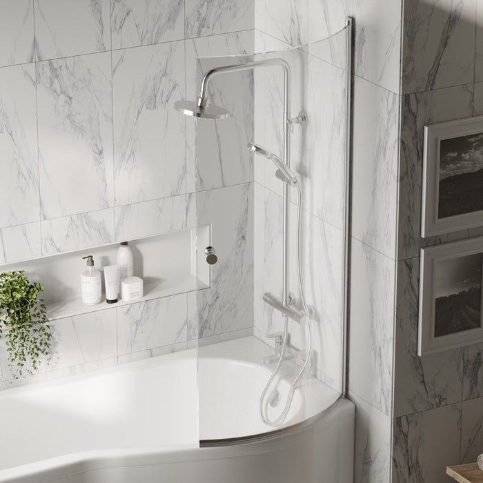 [BBSCCS1] Chrome 6mm Toughened Safety Glass Reversible P-Bath Screen with Knob - Lifestyle 3