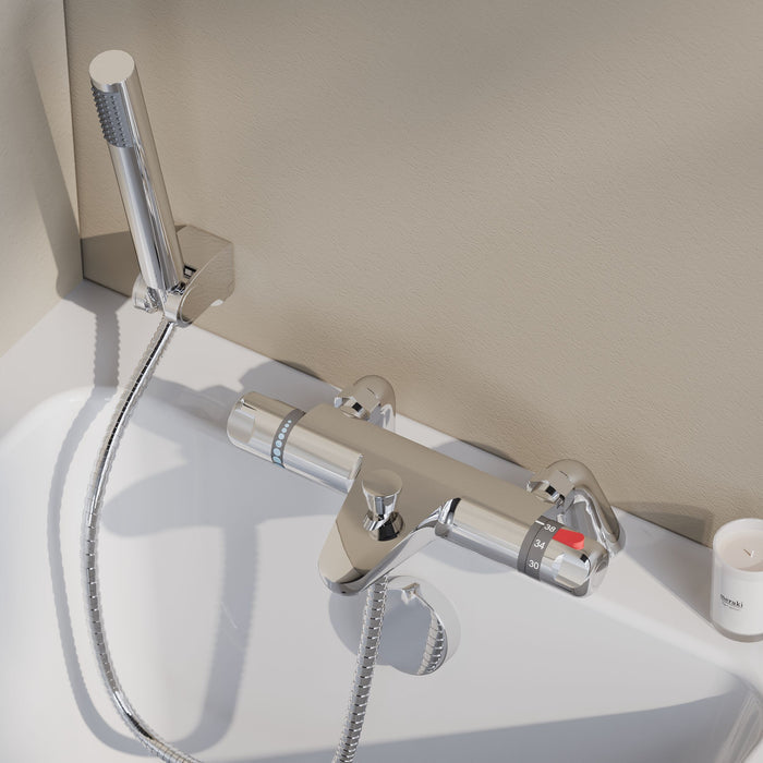 [BTBSM324] Chrome Thermostatic Deck Mounted Bath Shower Mixer Bar Valve Tap - Lifestyle 2