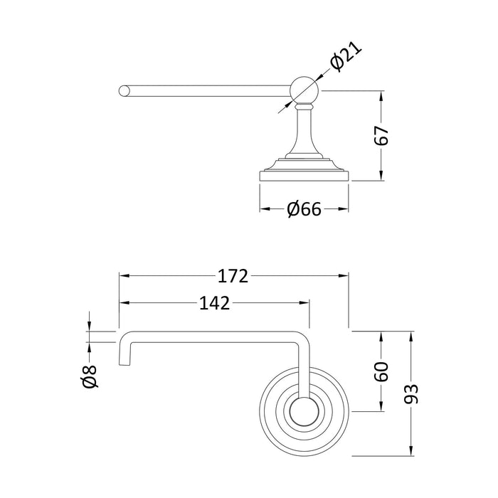 [BAHA317] TRADITIONAL TOILET ROLL HOLDER - Technical Drawing