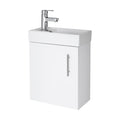[BFSA182] Cloakroom Wall Hung 1 Door Vanity Unit with Basin, 400mm - Gloss White - Cutout