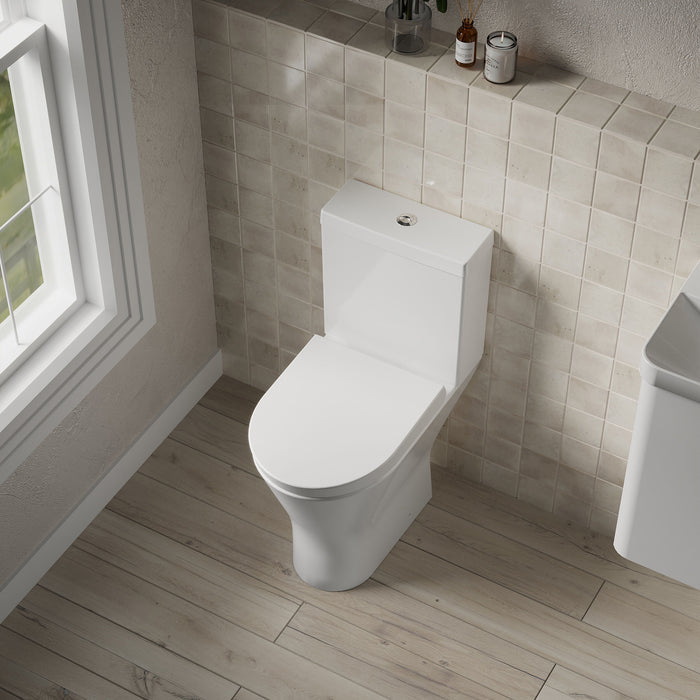 [BCQU391] Comfort Height Rimless Toilet Pan, Cistern & Soft Close Seat - 845x380x605mm - Lifestyle 2