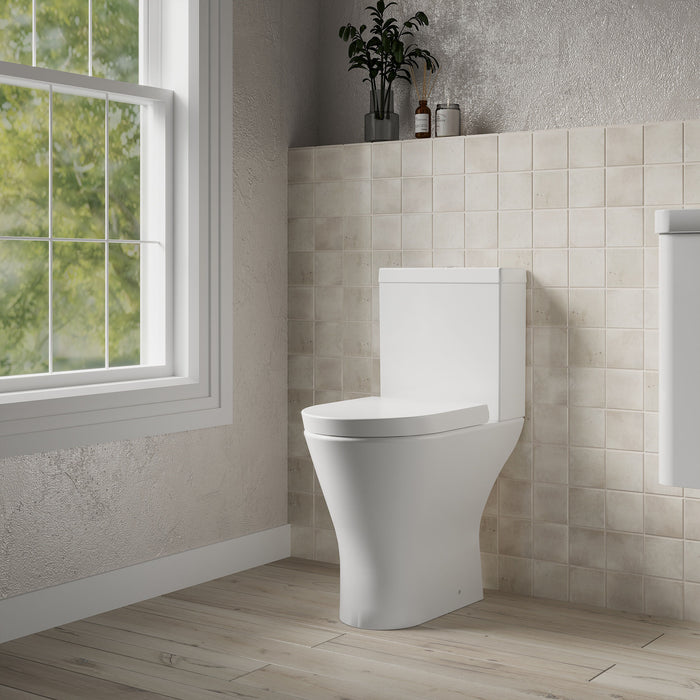 [BCQU391] Comfort Height Rimless Toilet Pan, Cistern & Soft Close Seat - 845x380x605mm - Lifestyle 3