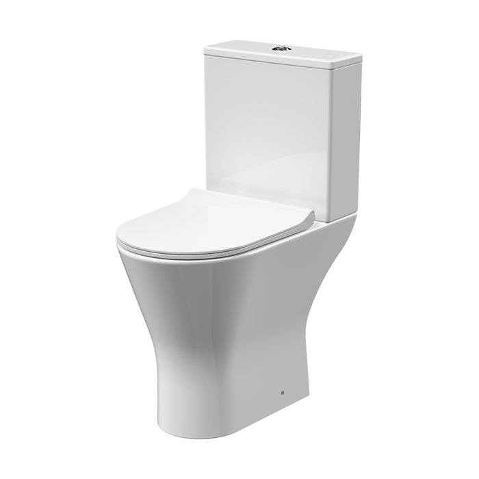 [BCQU391] Comfort Height Rimless Toilet Pan, Cistern & Soft Close Seat - 845x380x605mm - Cutout