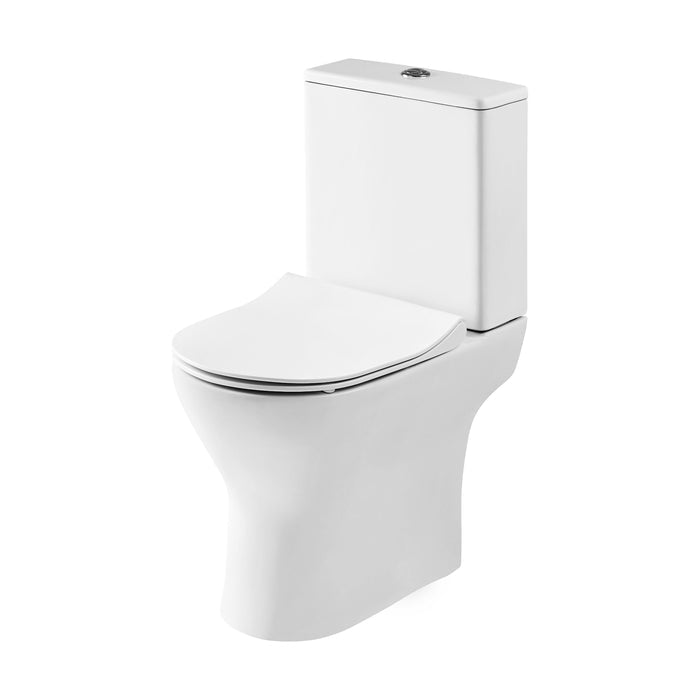 [BCQU350] Compact Rimless Toilet Pan, Cistern and Soft Close Sandwich Seat - 800mm x 375mm x 610mm - Cutout