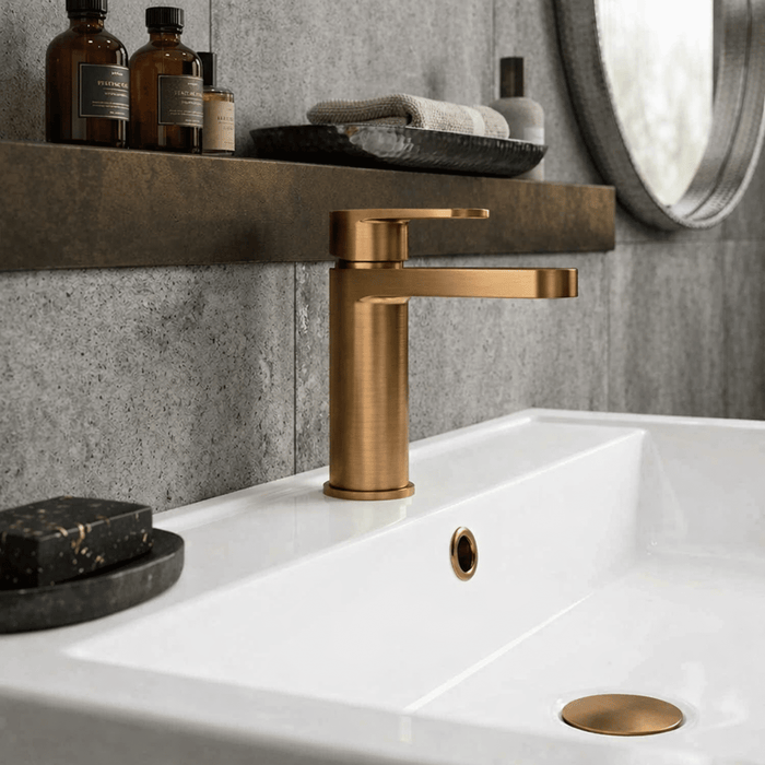 [BTPR1505] Consall Round Mono Basin Mixer Tap with Push Button Waste - Choice of Finish - Silo