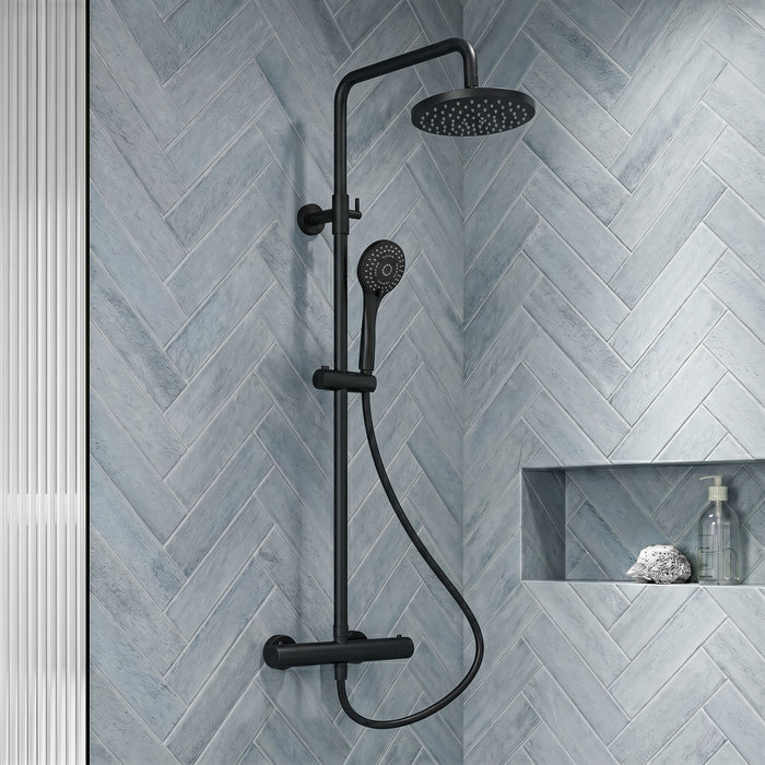 [BSTK475] Consall Round Thermostatic Shower Kit with Fixed Head & Adjustable Handset - Multiple Colours Available - Silo