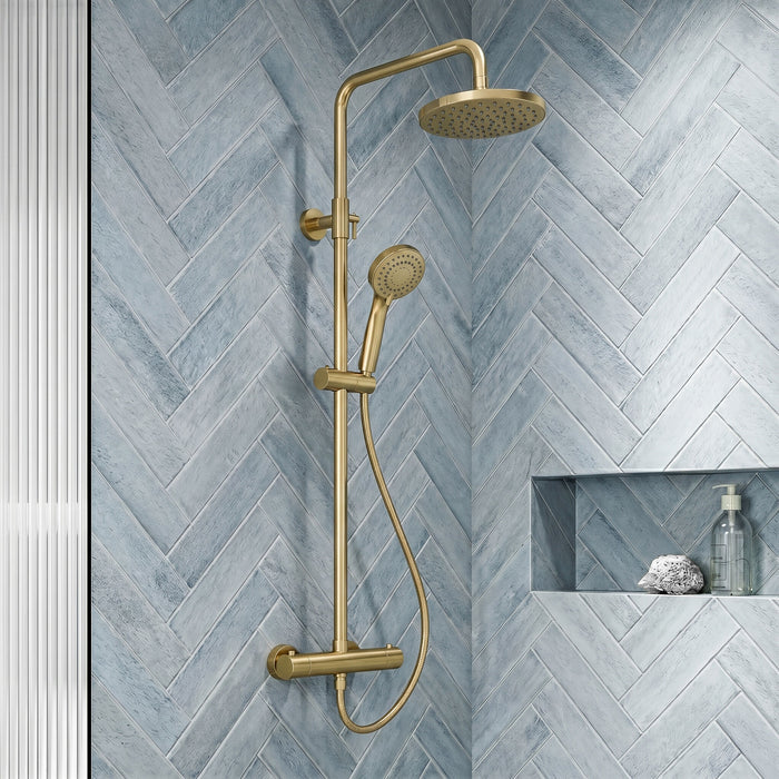 [BSTK875] Consall Round Thermostatic Shower Kit with Fixed Head & Adjustable Handset - Multiple Colours Available - Silo