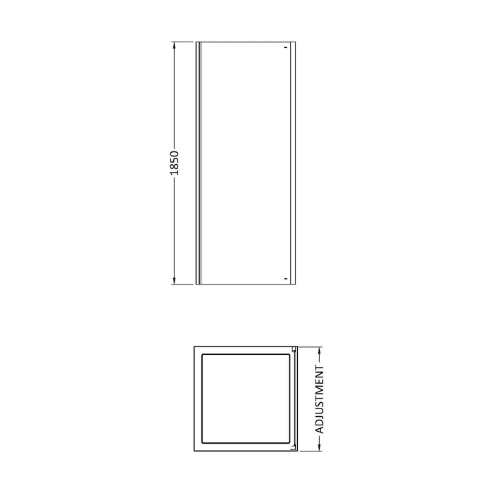 [BE5MSP8] Contemporary 5mm Toughened Safety Glass Side Panel - 800mm - Chrome - Balterley - Technical Drawing