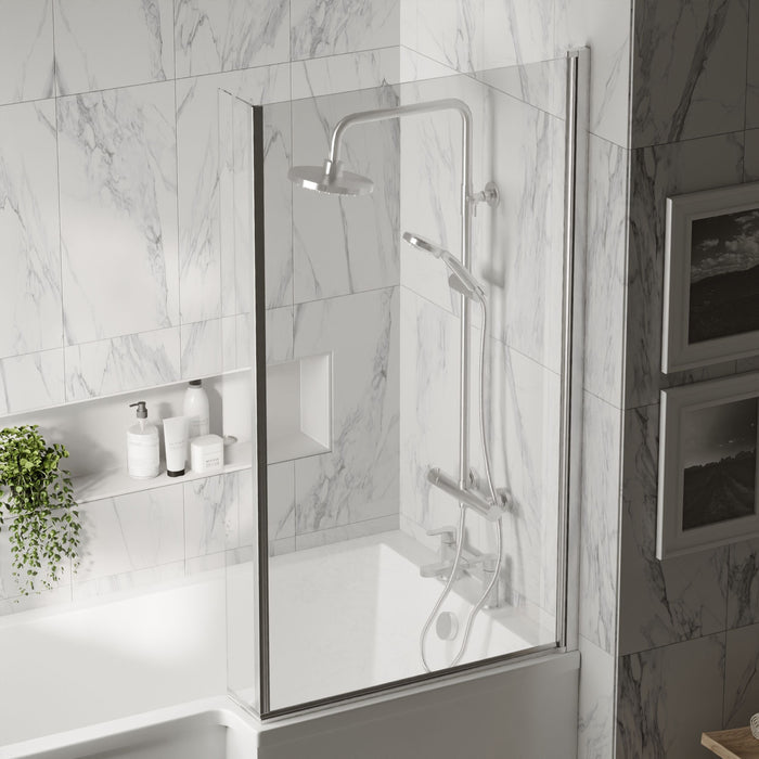 [BBBSBS2] Contemporary 6mm Toughened Safety Glass Reversible L-Shaped Bath Screen Fixed - Lifestyle 3