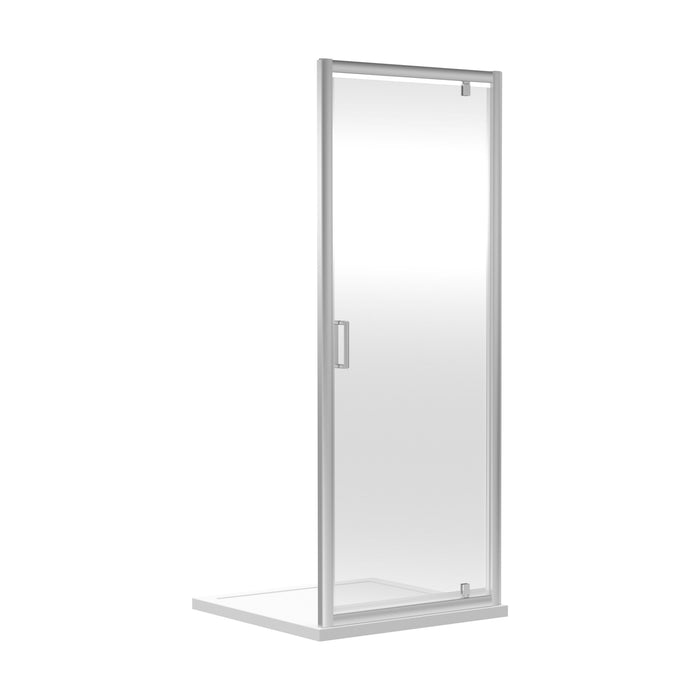 [BERUPD76] Contemporary 6mm Toughened Safety Glass Reversible Pivot Shower Door, H: 1850mm, Choice of Size and Colour - Cutout