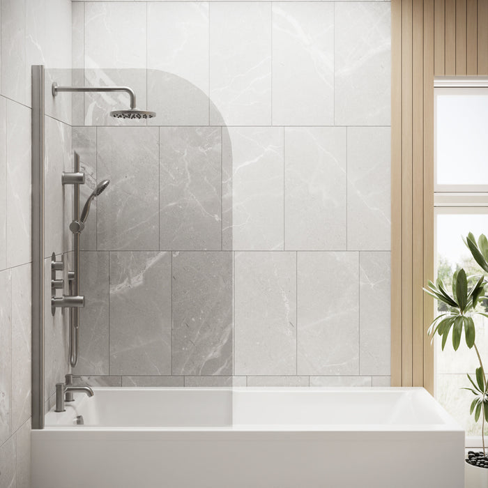 [BBSC17] Contemporary 6mm Toughened Safety Glass Round Bath Screen - 1430 x 790mm - Lifestyle 1