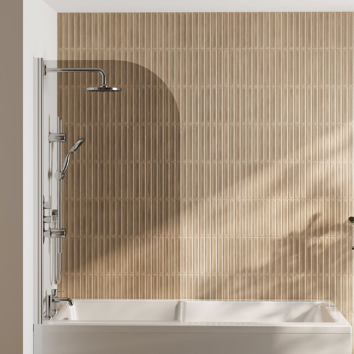 [BBSCSS1] Contemporary 6mm Toughened Safety Glass Round Bath Screen - 1430 x 790mm - Lifestyle 1