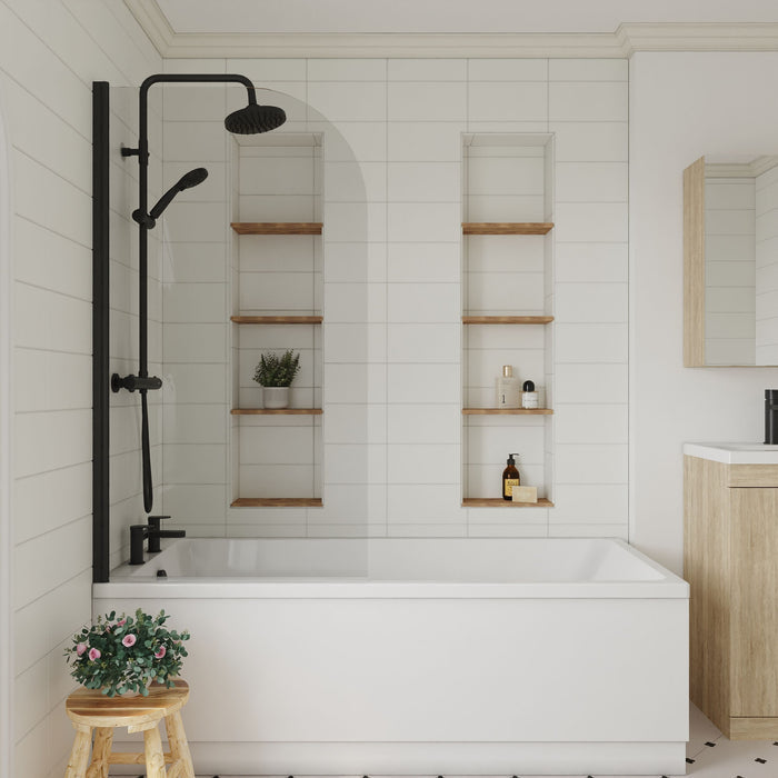 [BBSCSS7BP] Contemporary 6mm Toughened Safety Glass Round Bath Screen - 1430 x 790mm - Lifestyle 1