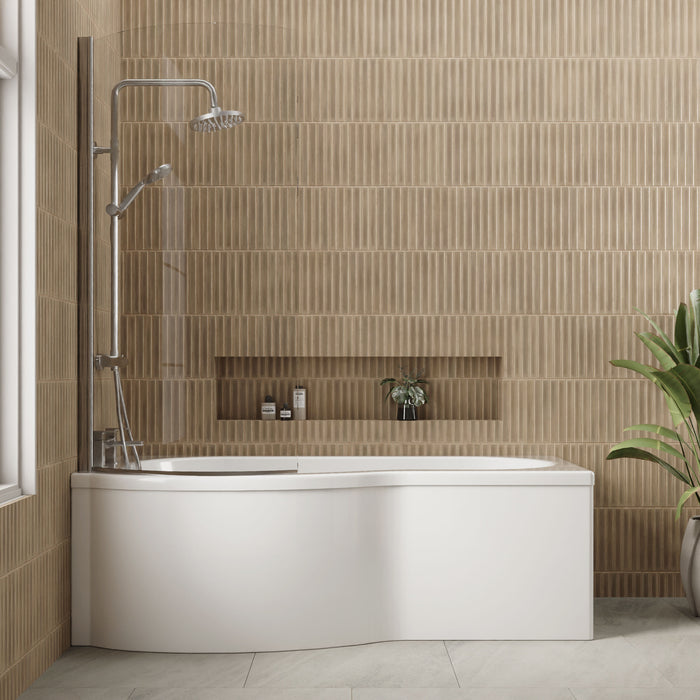 [BBPB200] Contemporary Acrylic P-Shaped Front Bath Panel for Curved Shower Baths - Lifestyle 1